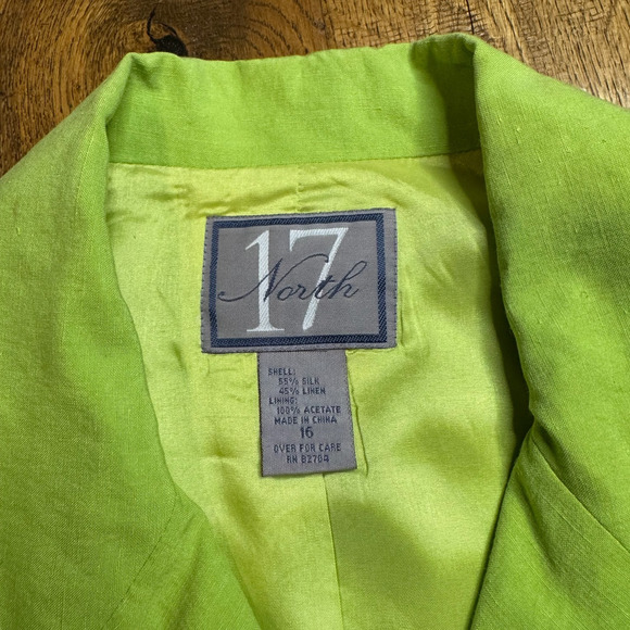 VTG 80s Womens Blazer Lime Green Silk Linen Blend Sz 16 and Mock Tank Set Sz L - Picture 2 of 11